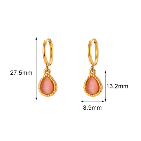 Ohrringe Mit Wassertropfen Katzenauge Anhänger Edelstahl Vergoldet Eleganter Geometrischer Schmuck Für Damen