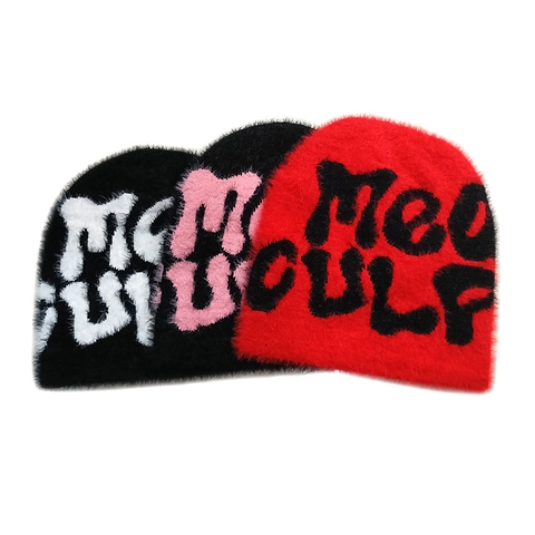 Gorro De Punto Peluche Piel Sintética Cálido Invierno Suave Patrón Letras Streetwear Para Hombres Mujeres