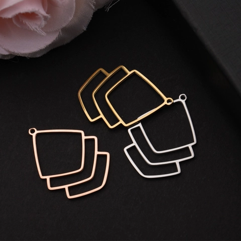 Colgantes Geométricos De Acero Inoxidable Huecos Para Hacer Joyas DIY Charms De Trapecio Minimalistas Pulido Espejo