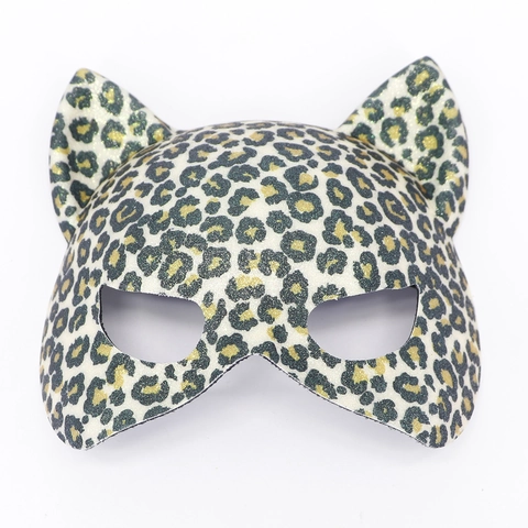 Katzenohr Maskerade Maske Leopard Print Kunstleder Halbe Gesicht Sexy Augenmaske Für Halloween Karneval Party Cosplay Neuheit