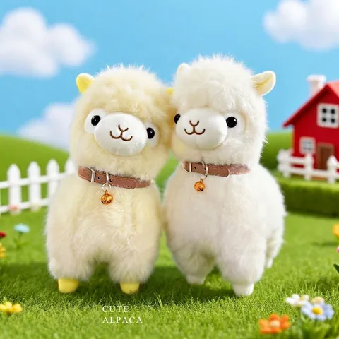 Peluche Di Alpaca Carino Animale Di Peluche Di Llama Morbido Con Collare A Campanello Decorazione Casa Regalo Per Bambini