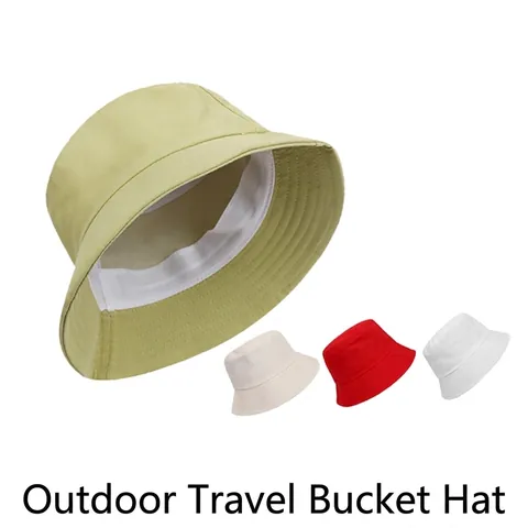 Bucket Hat Cotton Blend Solid Color Sun Protection Outdoor Casual Fisherman Cap Soft Breathable Travel Beach Sun Hat For Women Men