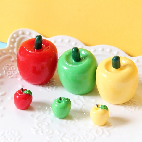 Simulazione Mela Frutta Miniatura Resina Accessori DIY Ornamenti 3D Per Portachiavi Decorazioni Natalizie Colorato Artigianale Lucido