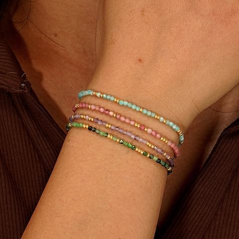 Handgemaakte Bohemien Natuursteen Kralen Armband Gefacetteerde Edelsteen Minimalistische Vergulde Tussenkralen Sieraden Voor Dames