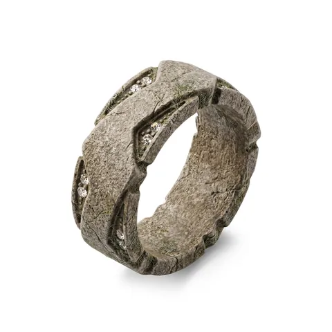 Anillo De Acero Inoxidable Ancho Geométrico Bañado En Oro Con Cristales Incrustados Joyería De Boda Unisex