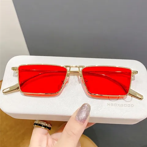 Lunettes De Soleil Carrées Rétro Monture Métallique Punk Rock Style Industriel Protection UV Unisexe