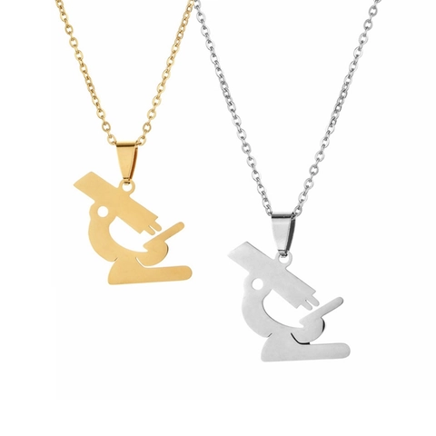 Collar Con Colgante De Microscopio Acero Inoxidable Ciencia Laboratorio Joyería Minimalista Regalo Para Hombres Mujeres Parejas