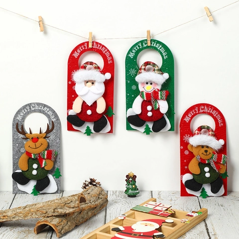 Appendiporta Natalizio Feltro Cartone Animato Babbo Natale Pupazzo Di Neve Renna Orso Decorazione Appesa Festiva