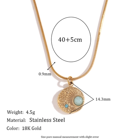 Collana Con Ciondolo A Bussola Cielo Stellato Vintage Acciaio Inossidabile Placcato Oro 18K Con Sole Luna Stella Per Donna