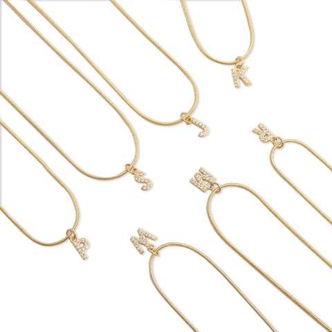 18K Vergulde Koperen Alfabet Initiële Letter Hanger Ketting Zirkonia Slangenketting Gepersonaliseerde Sieraden
