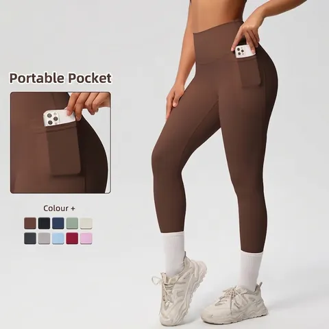 Damen Yoga Hose Hohe Taille Mit Taschen Bauchkontrolle Hochelastisch Atmungsaktiv Workout Leggings Laufen Gym