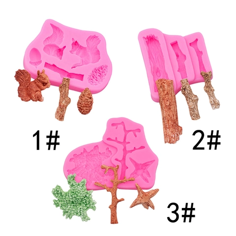 Eichhörnchen Kiefernbau Rindentextur Silikon Fondantform Für Tortendekoration Schokolade DIY Handwerk Waldthema
