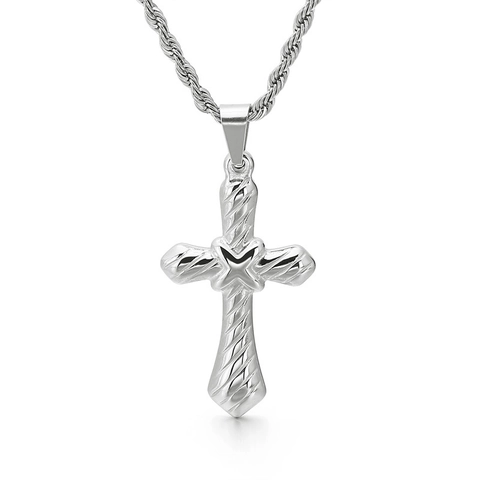 Kruis Hanger Ketting Roestvrij Staal Gedraaide Textuur X Ontwerp Touw Ketting Hip Hop Religieuze Sieraden Voor Mannen Vrouwen