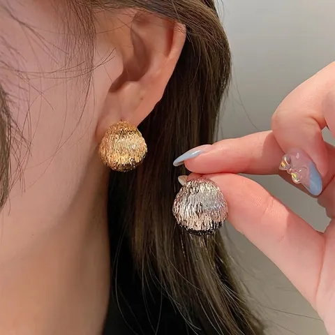 Ball Stud Earrings Eco Friendly Copper With 925 Sterling Silver Earring Post Hammered Texture Dome Geometric Women
