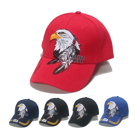Acrylic Baseball Cap With Eagle Embroidery USA Native Pride Adjustable Hip Hop Sun Hat For Outdoor Sports