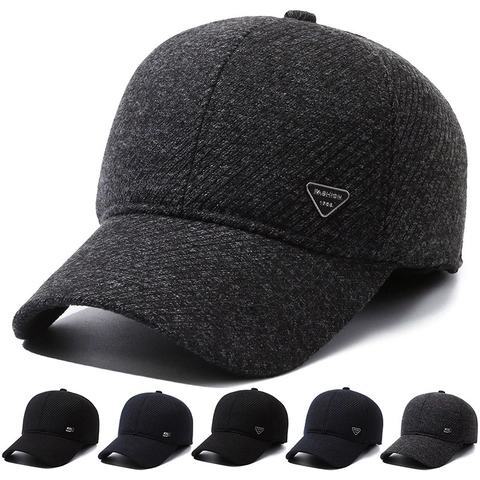 Herren Winter Baseballkappe Ohrenschutz Warm Fleece Gefüttert Wollmischung Outdoor Winddicht Verstellbarer Hut