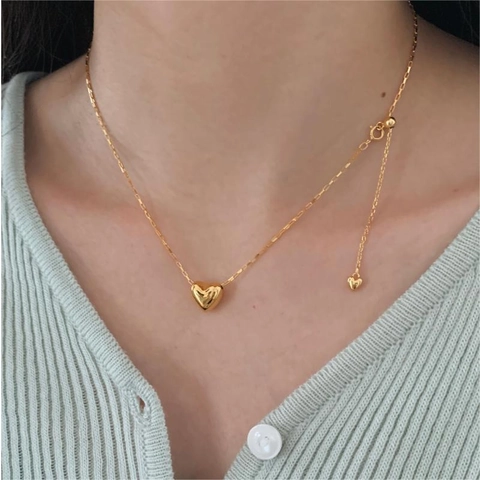 Collana A Cuore In Argento Sterling 925 Moda Coreana Minimalista Semplice Gioielli Eleganti Lucidati Per Donne Ragazze