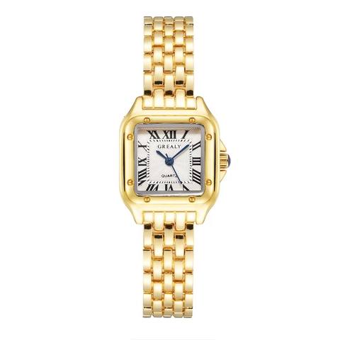 Women's Fashion Quartz Watch Stainless Steel Alloy Square Roman Numeral Dial Rhinestone Elegant Ladies Wristwatch Business Casual Gift