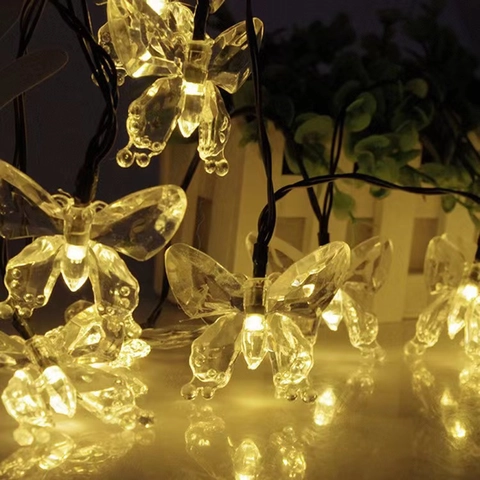 Guirnalda De Luces LED Solares De Mariposa Impermeable Decorativa Para Jardín Exterior Lámparas De Hadas Para Bodas Patio
