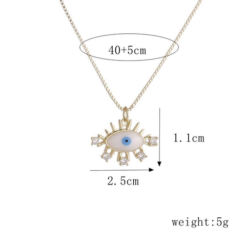 Collar Con Colgante Ojo Turco Cobre Con Circonita Cadena De Caja Joyería Estética Elegante Para Mujer