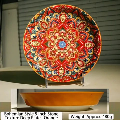 Piatto Fondo in Ceramica Bohemien Zuppiera Floreale Mandala Sotto Smalto Servizio da Tavola Per Cucina E Ristorante Domestico