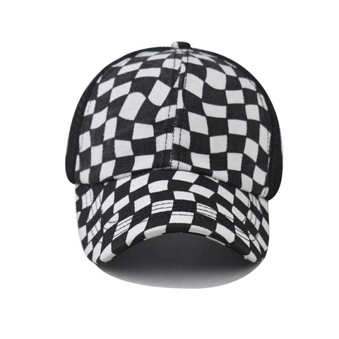 Casquette De Baseball À Queue De Cheval À Damiers Pour Femmes Dos En Filet Croisé Chapeau Trucker Coton Visière Réglable