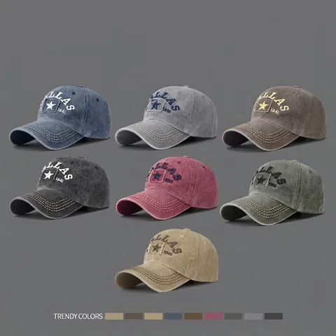 Casquette De Baseball En Coton Lavé Dallas 1841 Broderie Rétro Ajustable Chapeau De Sport Vintage Pour Hommes Femmes