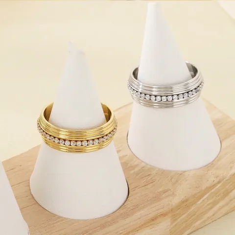 Anillo Spinner De Acero Inoxidable Con CZ Joyería De Moda Para Hombres Y Mujeres Banda Rotatoria