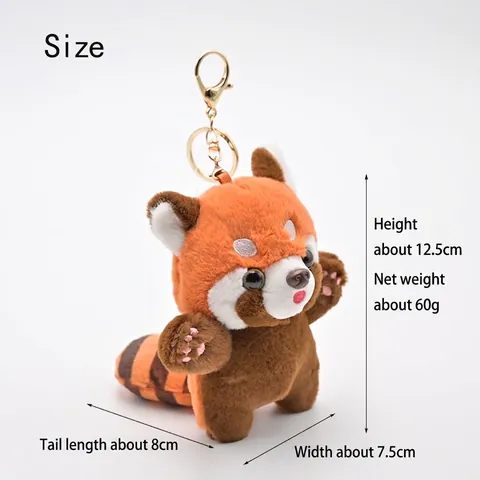 Llavero de Peluche de Panda Rojo Lindo Animal Zorro Carpincho Colgante de Peluche Accesorio de Bolso Regalo para Niños