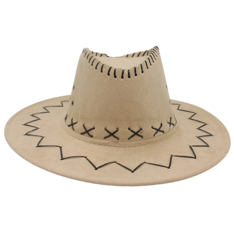 Westerse Cowboyhoed Suède Brede Rand Kruissteek Decoratie Buitenoptreden Retro Jazzhoed Unisex