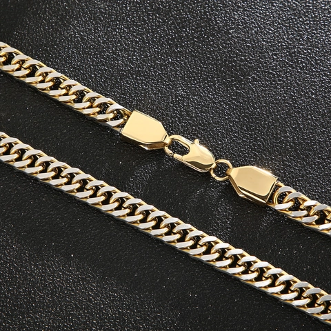 Uomini Acciaio Inossidabile Catena Cubana Doppio Intreccio Hip Hop Retro Streetwear Punk Gioielli Oro Argento Ossidato