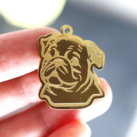 Colgante De Cabeza De Perro Pug De Acero Inoxidable Dije Con Forma De Animal Para Hacer Joyas DIY Collares Pulseras