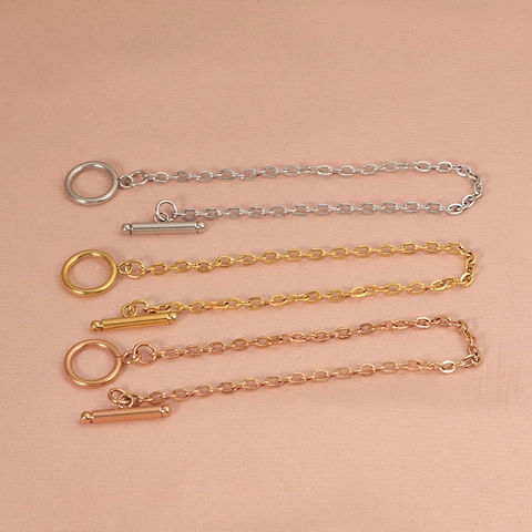 Collar Y Pulsera Minimalistas Con Cierre OT De Acero Inoxidable Cadena Geométrica Joyería Retro Moda Mujer Hombre Diario