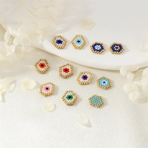 Evil Eye Pendants Hand Woven Quality Glass Beads Boho Geometric Charms For DIY Jewelry Making Earrings Necklaces Accessories