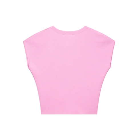 Pink Strickweste Ärmellose Strickjacke Mit Herz Silberknöpfen Rundhals Crop Top Damen Elegant Süß