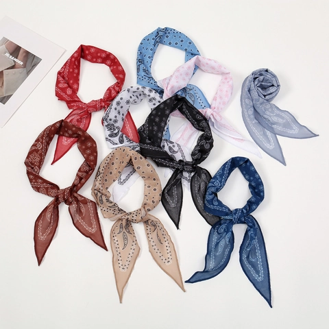 Vintage Paisley Print Polyester Scarf For Women Classic American Retro Headband Neck Scarf Stylish Bandana Hair Wrap