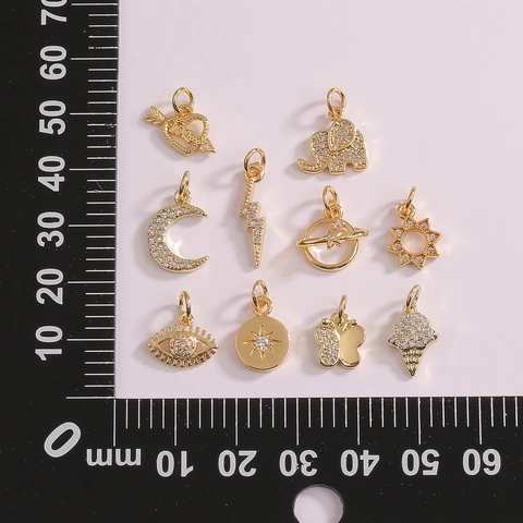 Fashion DIY Charms Pendants Real Gold Plated Copper With Cubic Zirconia Elegant Jewelry Making Earring Accessories