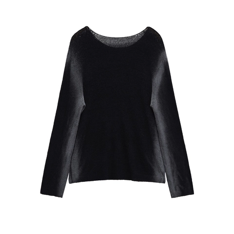 Suéter De Punto Degradado Para Mujer Manga Larga Cuello Redondo Top Casual Suave