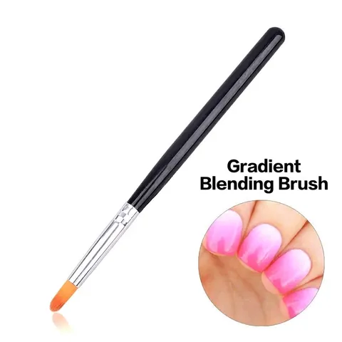 Nail Art Ombre Blending Brush Professional Gradient Painting Pen Black Plastic Handle Synthetic Bristles DIY Manicure Tool