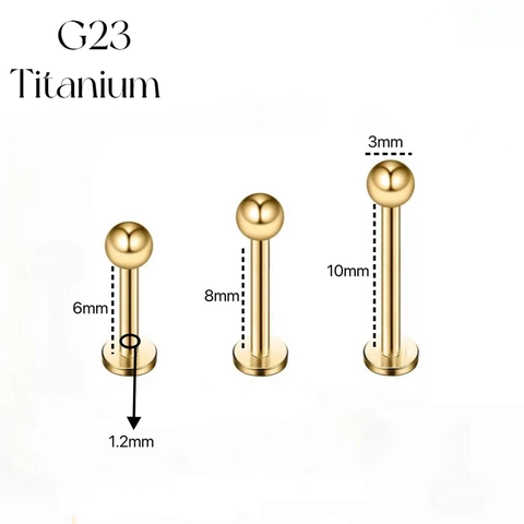 Bijou De Piercing En Titane G23 Labret Stud Anneau À Lèvre Filetage Interne Boule Dos Plat Cartilage Helix Oreille