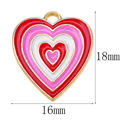 Ciondoli A Forma Di Cuore Lega Smalto Gocciolamento Olio Pendenti Concentrici Per DIY Creazione Gioielli Accessori Dolce