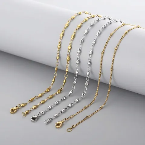 Minimalist Stainless Steel Satellite Beaded Chain Necklace For Women Simple Dainty Gold Color Fashion Jewelry