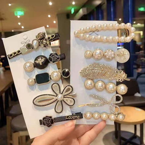Fermagli Per Capelli Moda Lega Perla Artificial Sintetica Strass Becco D Anatra Orso Piuma Fiore Cuore Forme Eleganti Donna Ragazza