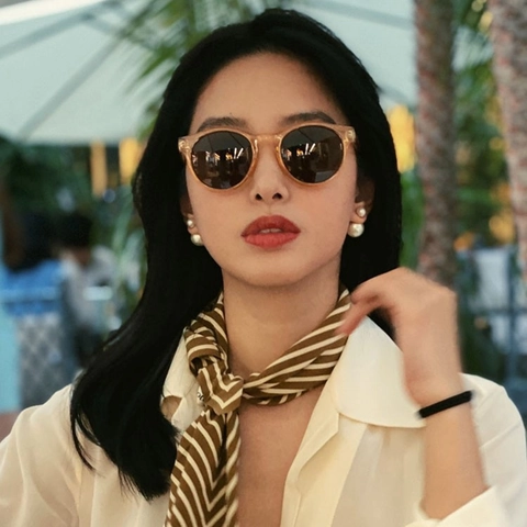 Gafas De Sol Redondas Retro Para Mujer Protección UV400 Montura De Resina Patillas De Metal Vintage De Moda Playa