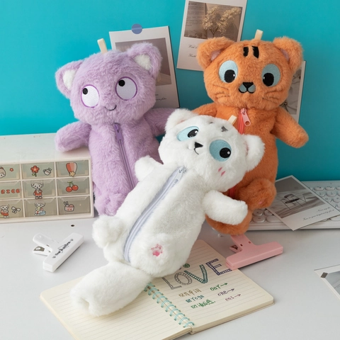 Plüsch Tier Federmäppchen Weich Große Kapazität Cartoon Katze Koala Tiger Form Reißverschluss Tasche Schreibwaren Aufbewahrung