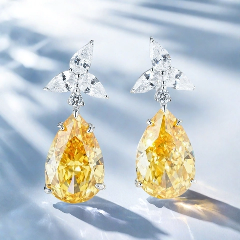 Orecchini Con Pietre Goccia D'acqua Con Perno In Argento Sterling 925 Zirconia Cubica Taglio Pera Floreali Per Donne