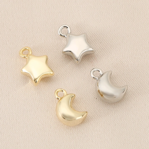 Mini Star And Moon Pendants 18K Gold Plated Copper Charms For DIY Jewelry Making Versatile Accessories
