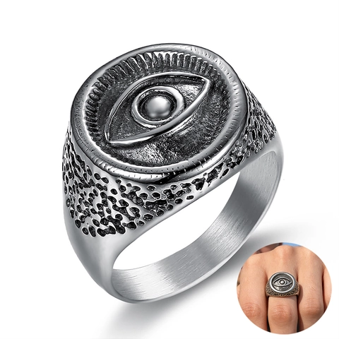 Anello Occhio Di Horus Acciaio Inossidabile Antico Egiziano Occhio Onniveggente Retro Punk Gotico Gioielli Uomo