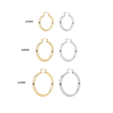 Orecchini A Cerchio In Argento Sterling 925 Grande Cerchio Geometrico Lucido Retro Punk Gioielli Minimalisti Per Donne
