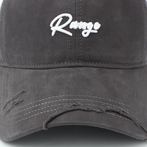 Baseball Cap Distressed Washed Cotton Embroidered Letter Vintage Wide Brim Sunshade Retro Hat For Women